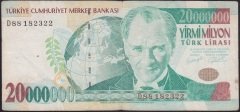 7.Emisyon 20 000 000 Lira D88 182322 Çok Temiz