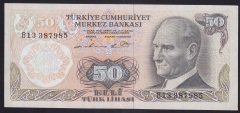6.EMİSYON 1.TERTİP 50 LİRA B13 387985 ÇOK ÇOK TEMİZ