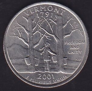Amerika Çeyrek Dolar 2001 Hatıra Vermont