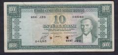 5.EMİSYON 1.TERTİP 10 LİRA J20 04840 TEMİZ eski para mezat