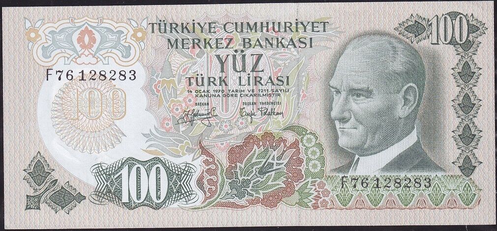 6.Emisyon 2.Tertip 100 Lira F76 128283 Çilaltı Çil