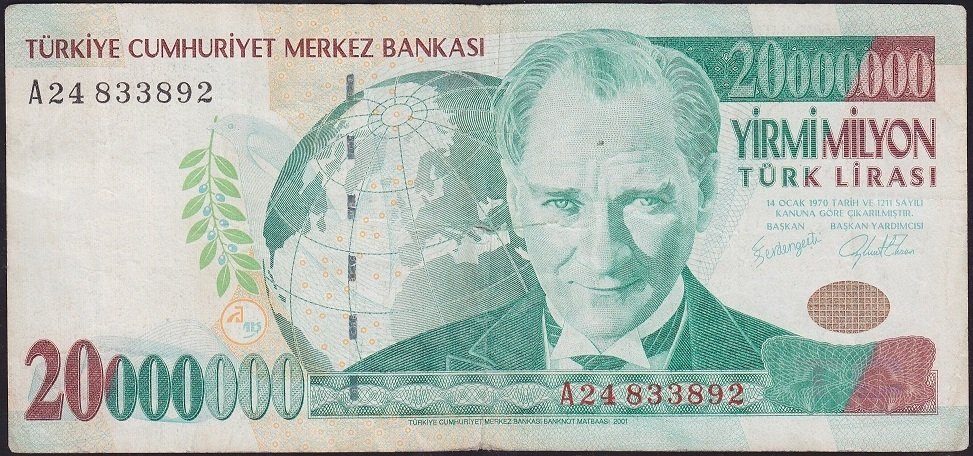 7.Emisyon 20 000 000 Lira A24 833892 Çok Temiz