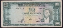 5.EMİSYON 2.TERTİP 10 LİRA N15 71944 ÇOK TEMİZ (DÜZELTME VAR) eski para mezat