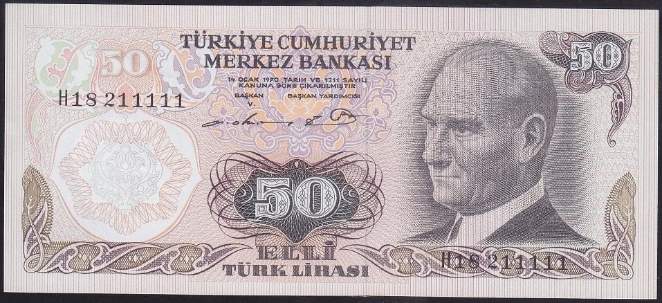 6.EMİSYON 1.TERTİP 50 LİRA H18 211111 ÇİL