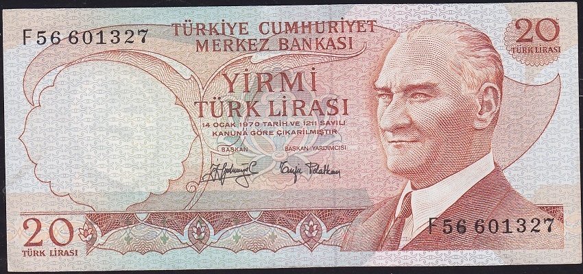 6.Emisyon 3.Tertip 20 Lira F56 601327 Çok Çok Temiz