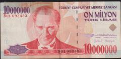 7.Emisyon 10 000 000 Lira B01 093433 Haliyle