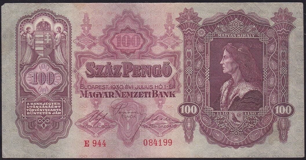 Macaristan 100 Pengo 1930 Çok Temiz+