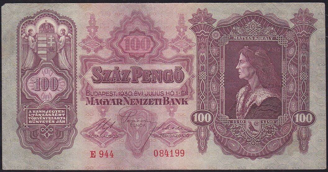 Macaristan 100 Pengo 1930 Çok Temiz+