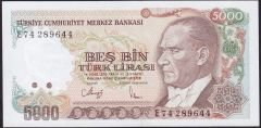 7.Emisyon 3.Tertip 5000 Lira E74 289644 Çil