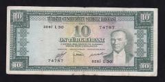 5.EMİSYON 2.TERTİP 10 LİRA L30 74787 ÇOK TEMİZ (YIKAMA VAR)