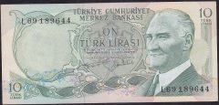 6.Emisyon 2.Tertip 10 Lira L69 189644 Ççt Çilaltı