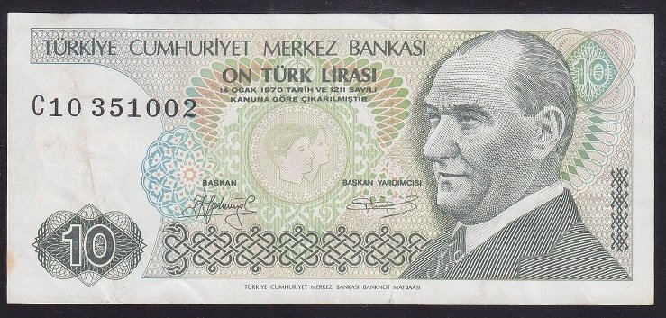 7.EMİSYON 1.TERTİP 10 LİRA C10 351002 ÇÇT + UZUN KAŞ