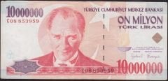 7.Emisyon 10 000 000 Lira C08 853959 Çok Temiz