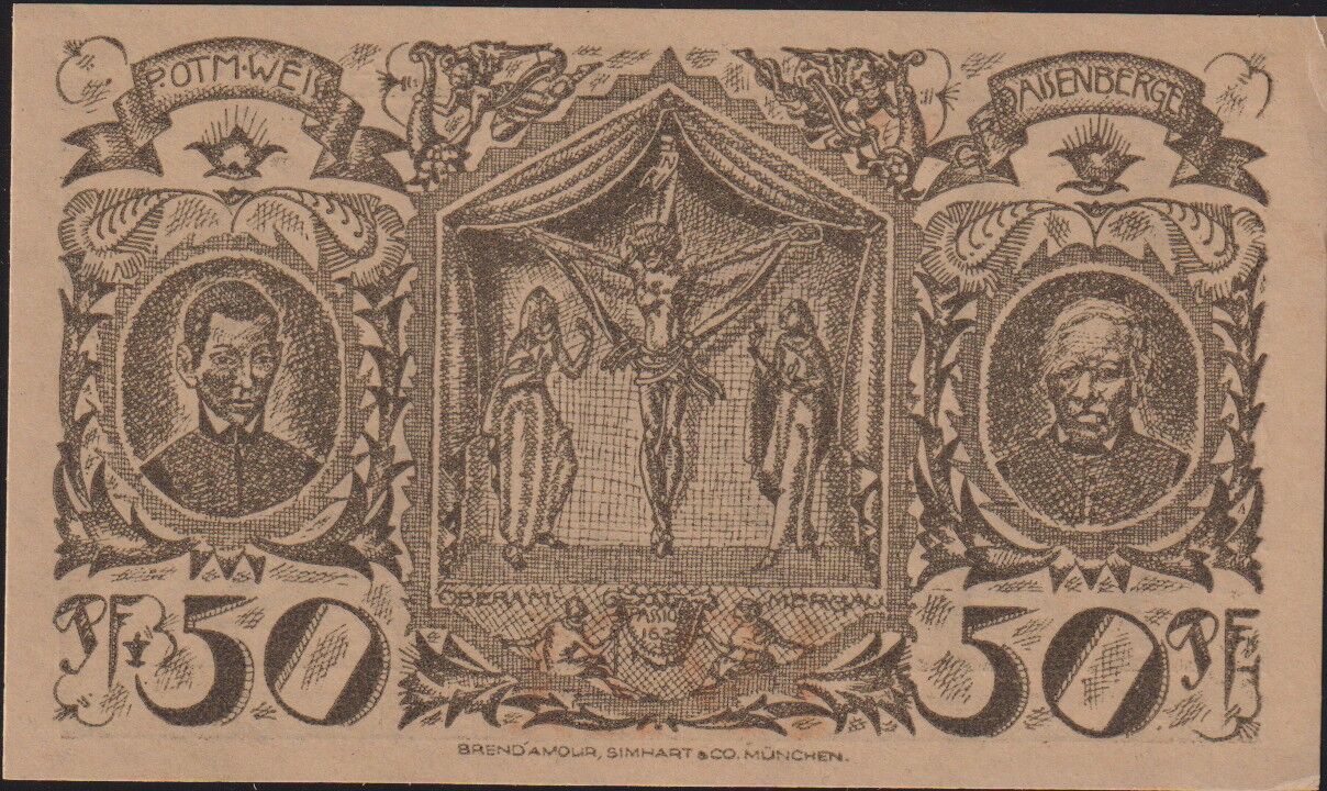 Almanya 50 Pfennig Notgeld 1921 Çil Filigranlı