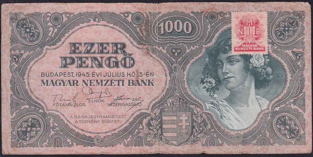Macaristan 1000 Pengo 1945 Çok Temiz