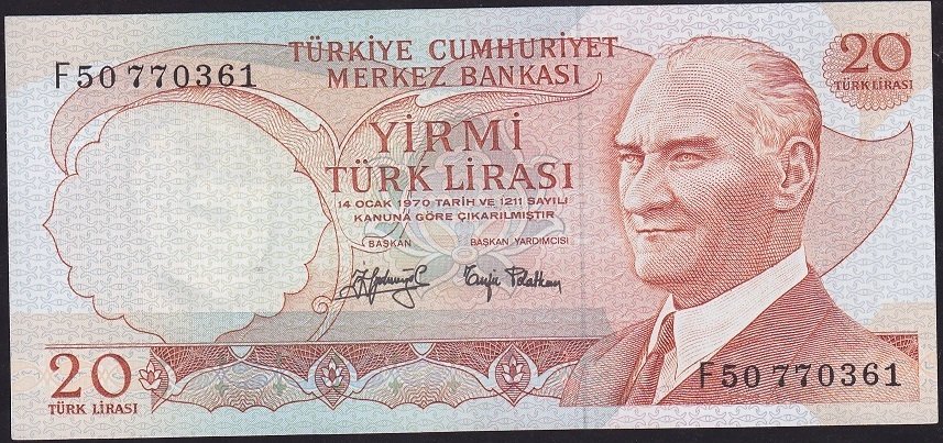 6.Emisyon 3.Tertip 20 Lira F50 770361 Çilaltı Çil