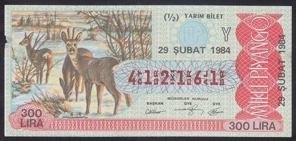 1984 29 ŞUBAT YARIM BİLET Y SERİSİ