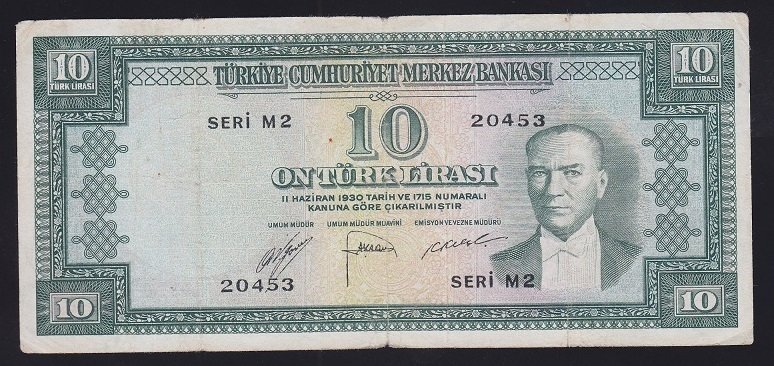 5.EMİSYON 2.TERTİP 10 LİRA M2 20453 TEMİZ (YIKAMA VAR)