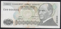 7.EMİSYON 1.TERTİP 10 LİRA C09 866604 ÇÇT + KISA KAŞ