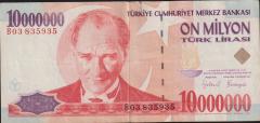 7.Emisyon 10 000 000 Lira B03 835935 Temiz+