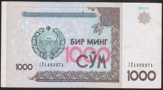 ÖZBEKİSTAN 1000 SUM 2001 ÇÇT +