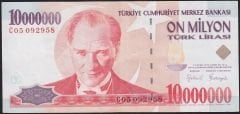 7.Emisyon 10 000 000 Lira C05 092958 Çok Temiz+