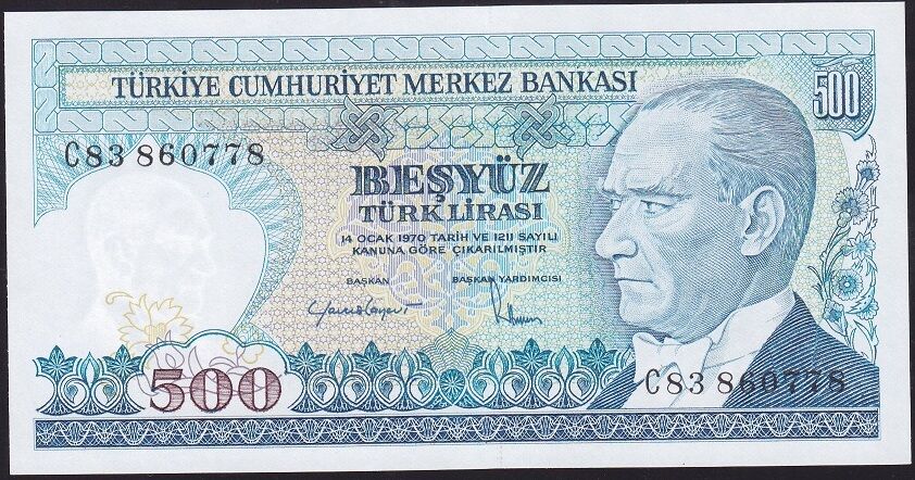 7.Emisyon 2.Tertip 500 Lira C83 860778 Çil