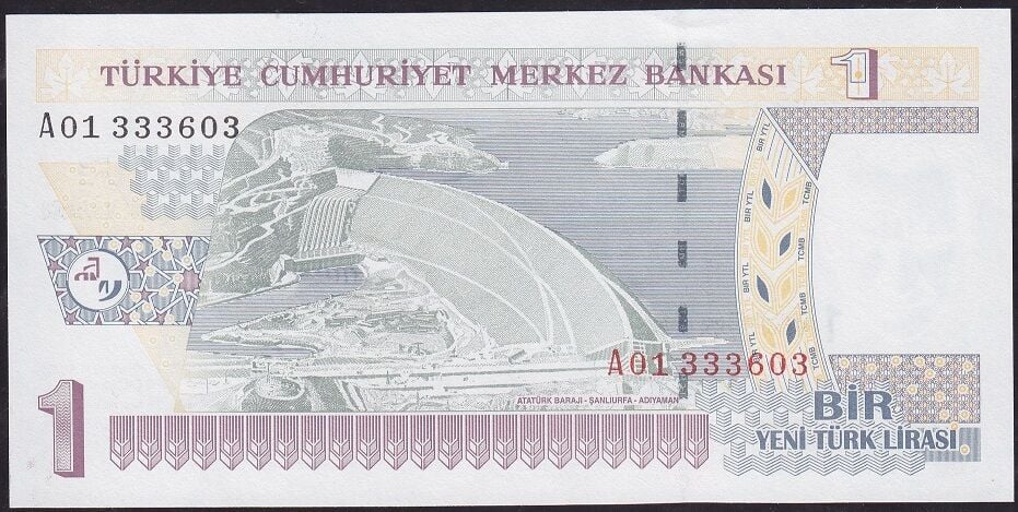 8.Emisyon 1 YTL A01 333603 Çilaltı Çil
