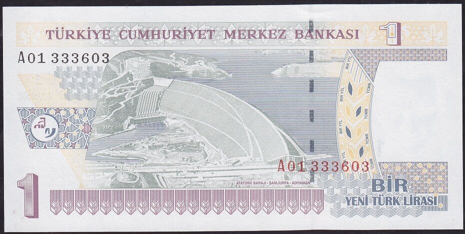 8.Emisyon 1 YTL A01 333603 Çilaltı Çil