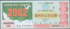2001 31 Aralık Yarım Bilet - Y Serisi
