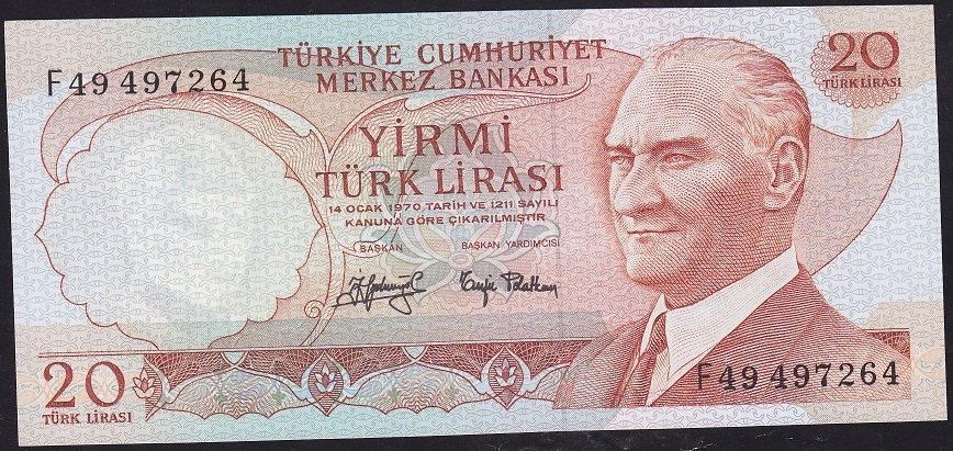 6.Emisyon 3.Tertip 20 Lira F49 497264 Çilaltı Çil