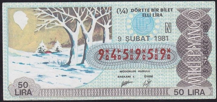 1981 9 Şubat Çeyrek Bilet - N Serisi