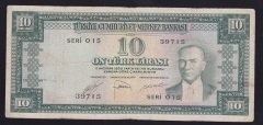 5.EMİSYON 2.TERTİP 10 LİRA O15 39715 TEMİZ (YIKAMA VAR)