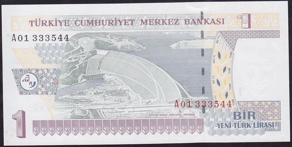 8.Emisyon 1 YTL A01 333544 Çilaltı Çil