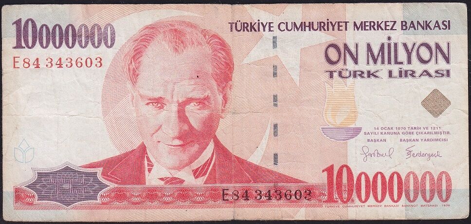 7.Emisyon 10 000 000 Lira E84 343603 Temiz