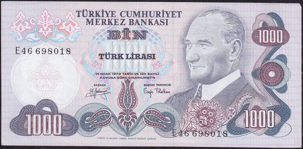 6.Emisyon 2.Tertip 1000 Lira E46 698018 Çok Çok Temiz