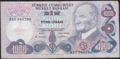 6.Emisyon 1.Tertip 1000 Lira B10 086280 Çok Temiz