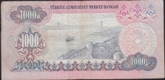6.Emisyon 1.Tertip 1000 Lira B10 086280 Çok Temiz