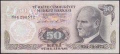 6.EMİSYON 1.TERTİP 50 LİRA H04 290572 ÇOK TEMİZ para eden eski paralar