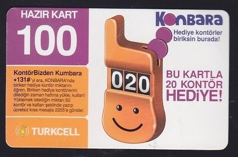 TURKCELL HAZIR KART 100 KONTÖR KONBARA SKT 2008