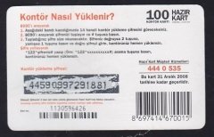 TURKCELL HAZIR KART 100 KONTÖR KONBARA SKT 2008