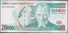 7.Emisyon 20 000 000 Lira J07 423105 Çialtı Çil