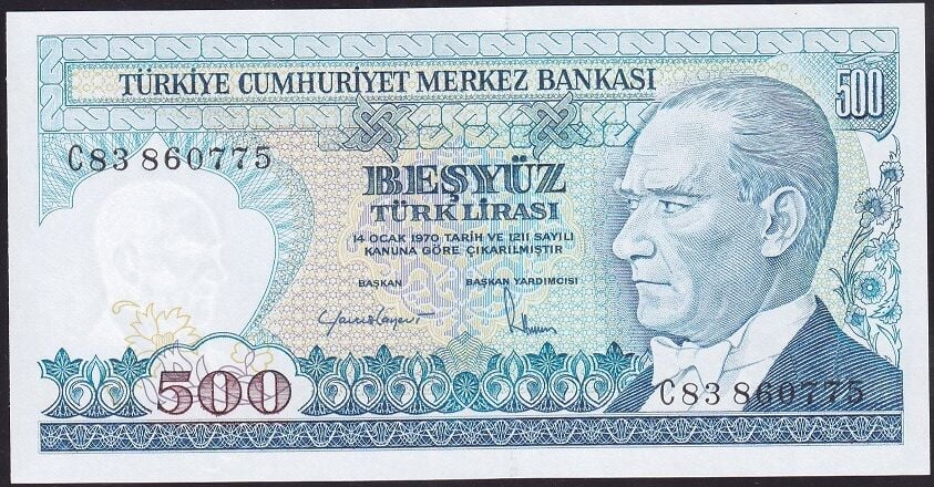 7.Emisyon 2.Tertip 500 Lira C83 860775 Çilaltı Çil