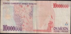 7.Emisyon 10 000 000 Lira B72 003891 Çok Temiz
