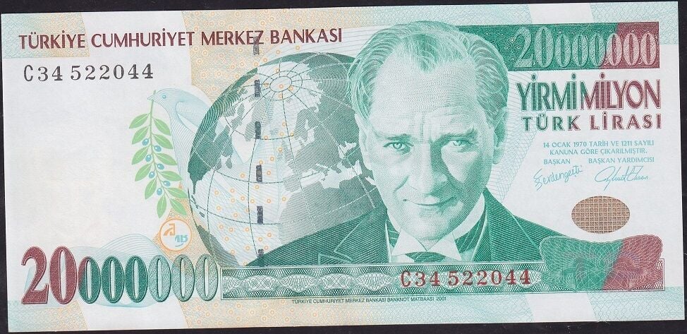 7.Emisyon 20.000.000 Lira C34 522044 Ççt Çilaltı