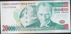 7.Emisyon 20.000.000 Lira C34 522044 Ççt Çilaltı