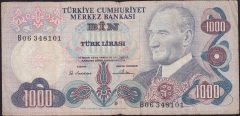 6.Emisyon 1.Tertip 1000 Lira B06 348101 Temiz