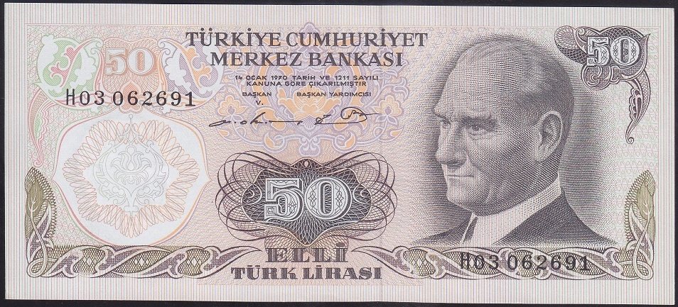 6.EMİSYON 1.TERTİP 50 LİRA H03 062691 ÇİLALTI