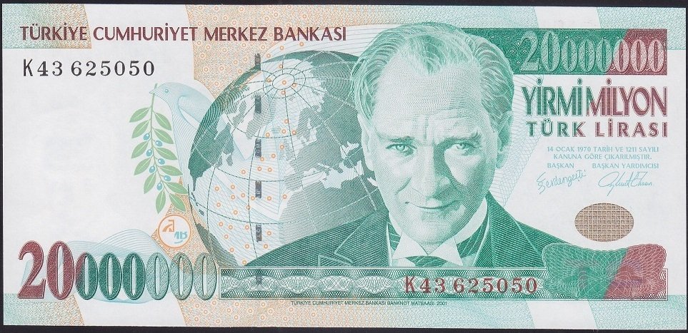 7.Emisyon 20 000 000 Lira K43 625050 Çil