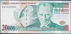 7.Emisyon 20 000 000 Lira K43 625050 Çil